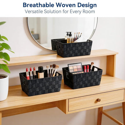 Whitmor 6581-2712-BLK Woven Strap Small Shelf Tote Black