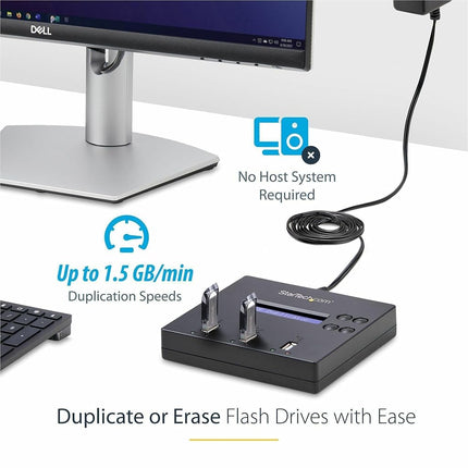 StarTech 1:2 Standalone USB Flash Drive Duplicator Eraser, 1.5GB/min, LCD