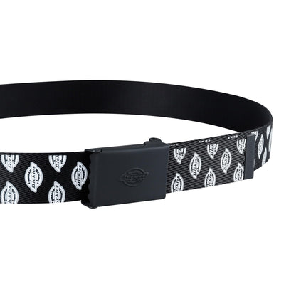 Ceinture en tissu Dickies pour femme avec boucle à plaque ton sur ton, logo noir, XL