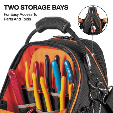 Klein Tools 62804 Tool Runner Tool Bag Organizer for Electricians, HVAC, Plumbers, Technicians, 39 Pockets, Opens Both Sides