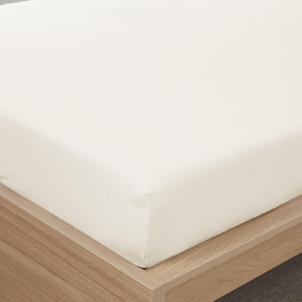 King Size Fitted Sheet Only with Full Elastic & Built in Corner Sheet Straps to Prevent Shifting - Soft & Breathable Brushed Microfiber Bottom Sheet, King, Ivory