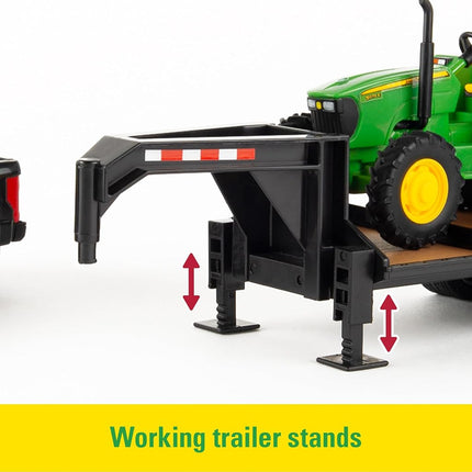 Camionnette Ford ERTL avec remorque à col de cygne et tracteur John Deere