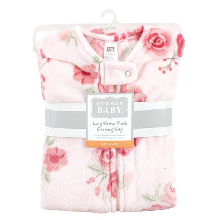 Hudson Baby Unisex Baby Plush Sleeping Bag, Sack, Blanket, Blush Rose Long-Sleeve, 18-24 Months