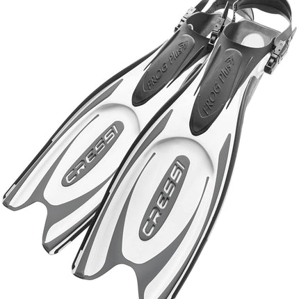 Cressi Frog Plus Open Heel Scuba Dive Fins (Made in Italy), Black/white, S/M-6.5/7.5