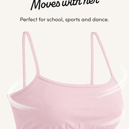 Fruit of the Loom Girls' Spaghetti Strap Sports Bra, Miami Pink/Sunset Coral/Rose Shadow/White, 38