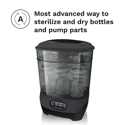 Esterilizador y Secador Avanzado de Biberones Baby Brezza – Máquina Eléctrica de Esterilización a Vapor – Esterilización Universal de Todos los Biberones: Plástico, Vidrio, Chupetes y Piezas de Extractor de Leche – Filtro HEPA, Carbón