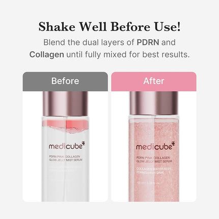 medicube PDRN Pink Collagen Glow Jelly Mist Serum | Lightweight Daily 2-in-1 Facial Mist & Serum | Hydrating & Firming with Collagen Water & PDRN | 3.38 fl.oz