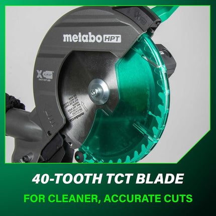 Metabo HPT - 10" Composite Miter Saw, Xact Cut LED Shadow Line System, Precision Miter Angles, 0-45° Single Bevel, 40T TCT Blade, Positive Stops, Lightweight Design