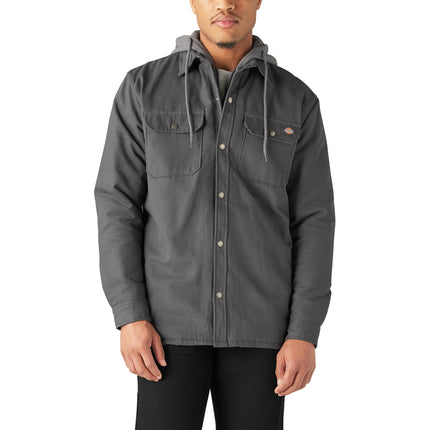Dickies Men's Fleece Hooded Duck Shirt Jacket with