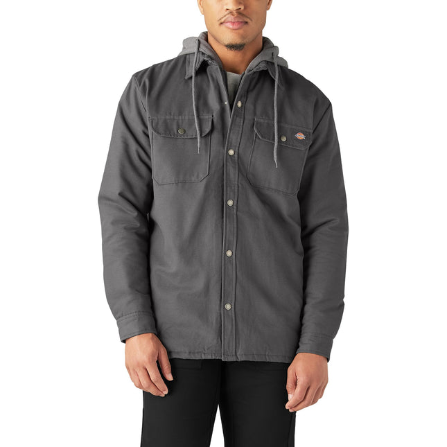 Dickies Men's Fleece Hooded Duck Shirt Jacket with