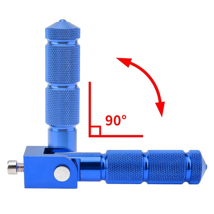 Windance 8mm M8 Passenger Footrest Pedals 90 Degree Foldable Non-Slip Motorcycle Scooter Bike E-Bike (Blue)