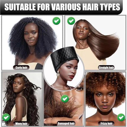 Heat Cap for Deep Conditioning, Thermal Steam Cap for Hair Treatment, Hair Steamer for Black Natural Hair, 10-Level Quick Heating Caps for Home Use.
