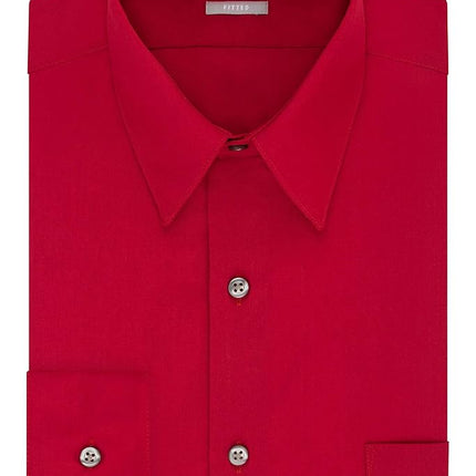 Van Heusen Men's Dress Shirt Fitted Poplin Solid, Flame, 17" Neck 32"-33" Sleeve
