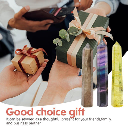 Apengshi 1PCS Natural Crystal Smoke Quartz Tower 5.9"-6.3" (15-16cm) 6 Faceted Single Point Prism Healing Crystal Wand for Meditation Reiki Chakra Therapy