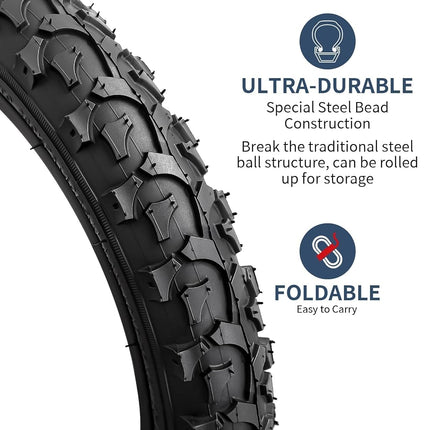 YunSCM 2 PCS,14x2.125 Bike Tires,14x2.125 57-254 Bike Tyres + Bike Inner Tube Schrader Valve 32mm,Compatible with 14 2.125 Kids Bike Tire,Mountain Bike and Cross Country Bike,and Tube,Y-234