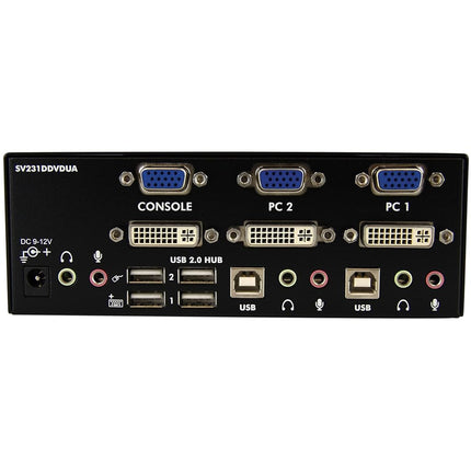 StarTech 2-Port Dual-Monitor DVI and VGA KVM Switch, USB Hub, Audio