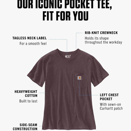 Carhartt Loose Fit Heavyweight Short Sleeve T-Shirt K87 Pocket Tops Women Purple S