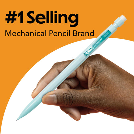 BIC Xtra-Smooth Lápices mecánicos pastel con gomas de borrar, punta mediana (0.7 mm), paquete de 40 unidades, lápices mecánicos a granel para útiles escolares u de oficina