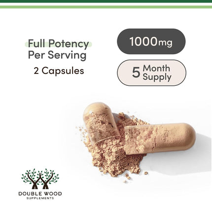 Double Wood Supplements Maca Root Capsules (Black Maca Powder - 1,000mg per Serving) 300 Count for Men and Women. Grown in Peru (for Energy, Mood, Performance) Vegan, Made in USA by