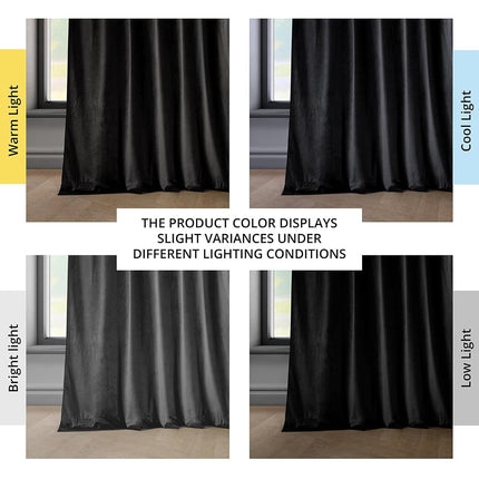 HPD Half Price Drapes Rideaux en velours de luxe Heritage pour chambre et salon - 1 panneau occultant/d'intimité - 50 X 84, Noir