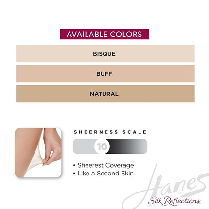 Hanes Silk Reflections Women's Lasting Sheer Control Top Toeless Pantyhose, Natural, GH