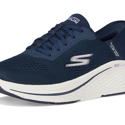 Skechers Women's Max Cushioning Elite 2.0 Vanish Hands Free Slip-ins Sneaker, Navy/Lavender, 5.5 UK Wide