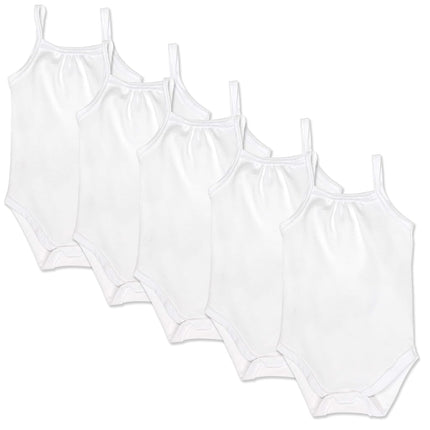 HonestBaby Lot de bodies sans manches et caraco une pièce 100 % coton biologique pour bébés garçons, filles, unisexes, blanc éclatant (lot de 5), 0-3 mois
