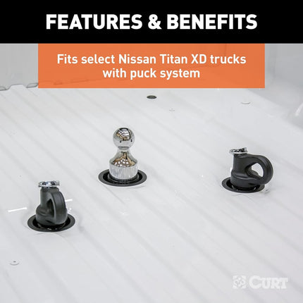 CURT 60691 OEM Puck System Gooseneck Safety Chain Anchors, 30K, Fits Select Silverado, Sierra 2500, 3500 HD, F-250, F-350, Nissan Titan XD