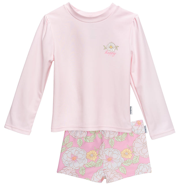 Gerber Baby Girls' Rashguard Set, Peonies, 18 Mont