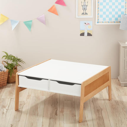 Melissa & Doug Wooden Art and Activity Table with 4 Wooden Bins - Light Woodgrain/White