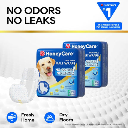 All-Absorb A25 Male Dog Wrap, 50 Count, Medium, White
