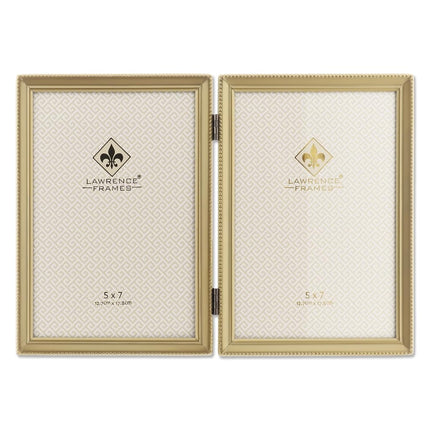 Lawrence Frames Antique Brass 5x7 Hinged Double Pi