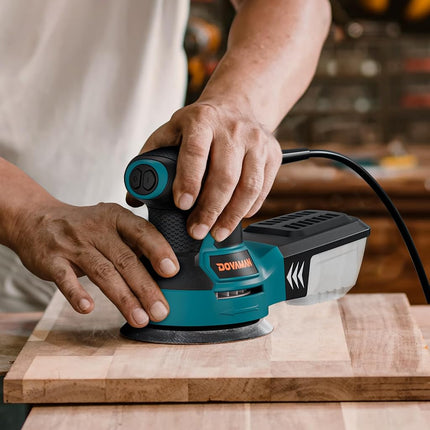DOVAMAN 350W Random Orbital Sander, Electric Sander for Wood & Metal, 6 Variable Speeds up to 13000RPM, 125mm Sanding Pad, Dust Collection Box & 12Pcs Sandpapers, Power Sanding Machine for DIY