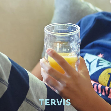 Gobelet Tervis transparent et coloré à double paroi isolé avec couvercle, fabriqué aux États-Unis, pour boissons chaudes et froides, 295 ml ondulé, couvercle orange