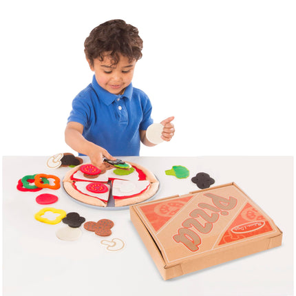 Melissa & Doug Juego de comida de fieltro de pizza para mezclar y combinar - Juego de pizza de fieltro de 42 piezas para la cocina de los niños, juguete de simulación para niños pequeños y niños de 2 años en adelante