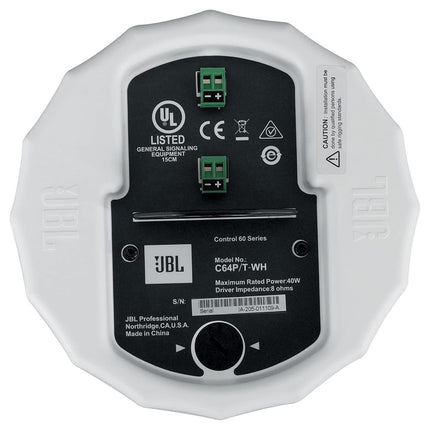 JBL Professional C64P/T-WH Compact Full-Range Hanging Pendant Loudspeaker, White, Sold as Pair