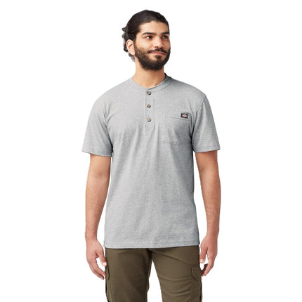 Camiseta Henley gruesa Dickies para hombre, gris jaspeado, XL