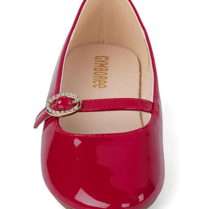 Gymboree Girl's Toddler Dressy Ballet Flat, Apple Red, 12 Wide Little Kid