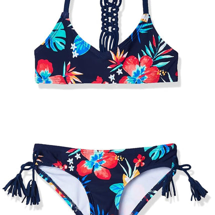 Kanu Surf Girls' Willow V-Neck Bikini Beach Sport 2-Piece Swimsuits, Brooke Navy, 8