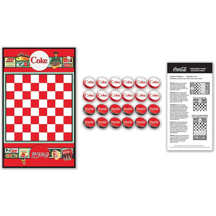 MasterPieces Coca-Cola Bottle Cap Checkers Board Game for 2 Players, Ages 6+