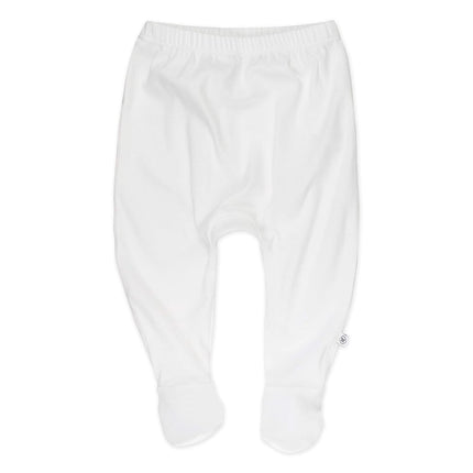 HonestBaby Pantalones con pies, paquete de 3, ajuste holgado, con tiro elástico, 100 % algodón orgánico para bebés, niños, niñas, unisex, blanco brillante, prematuro