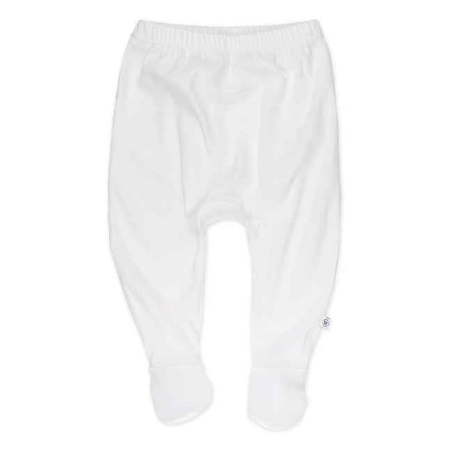 HonestBaby Lot de 3 pantalons à pieds ajustement ample à enfiler bas 100 % coton biologique pour bébés garçons, bébés filles, unisexe, blanc vif, prématuré