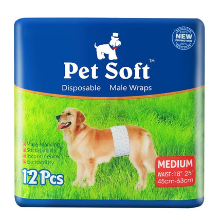 Pet Soft Disposable Male Wrap Dog Diaper,12Pcs,XS