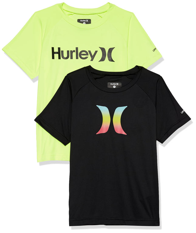 Hurley Boys' Rash Guard, Volt Glow/Black, 7