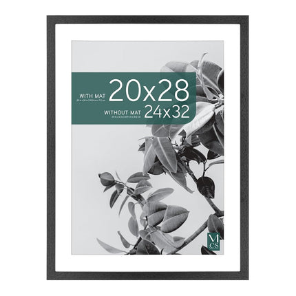MCS Studio Gallery 24x32 Poster Frame, Display Pictures 20x28 With Mat or 24x32 Without Mat, Vertical & Horizontal Wall Hanging Large Picture Frame for Photos & Posters, Black (1-Pack)