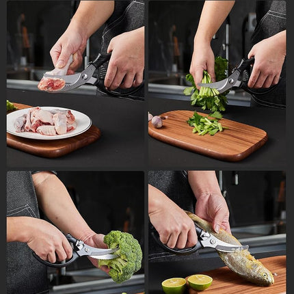 SimCoker Poultry Shears,Kitchen Scissors Heavy Duty Chicken Shears Kitchen Shears with Anti-Slip Handle & Safety Lock - Poultry Scissors for Meat, Chicken, Bone, Poultry, Spring Loaded