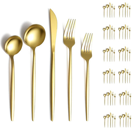 Evanda Gold Cutlery Set 60 Pieces Service for 12, 
