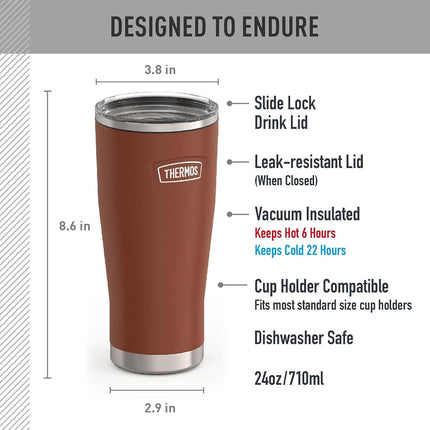 Vaso de acero inoxidable Saddle de 24 oz con tapa de cierre deslizante