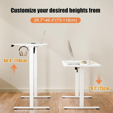 ERGOMAKER Electric Standing Desk 170x60cm (White Frame + White Desktop)