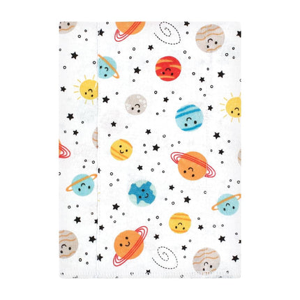 Hudson Baby Unisex Baby Cotton Flannel Burp Cloths, Happy Planets 4 Pack, One Size
